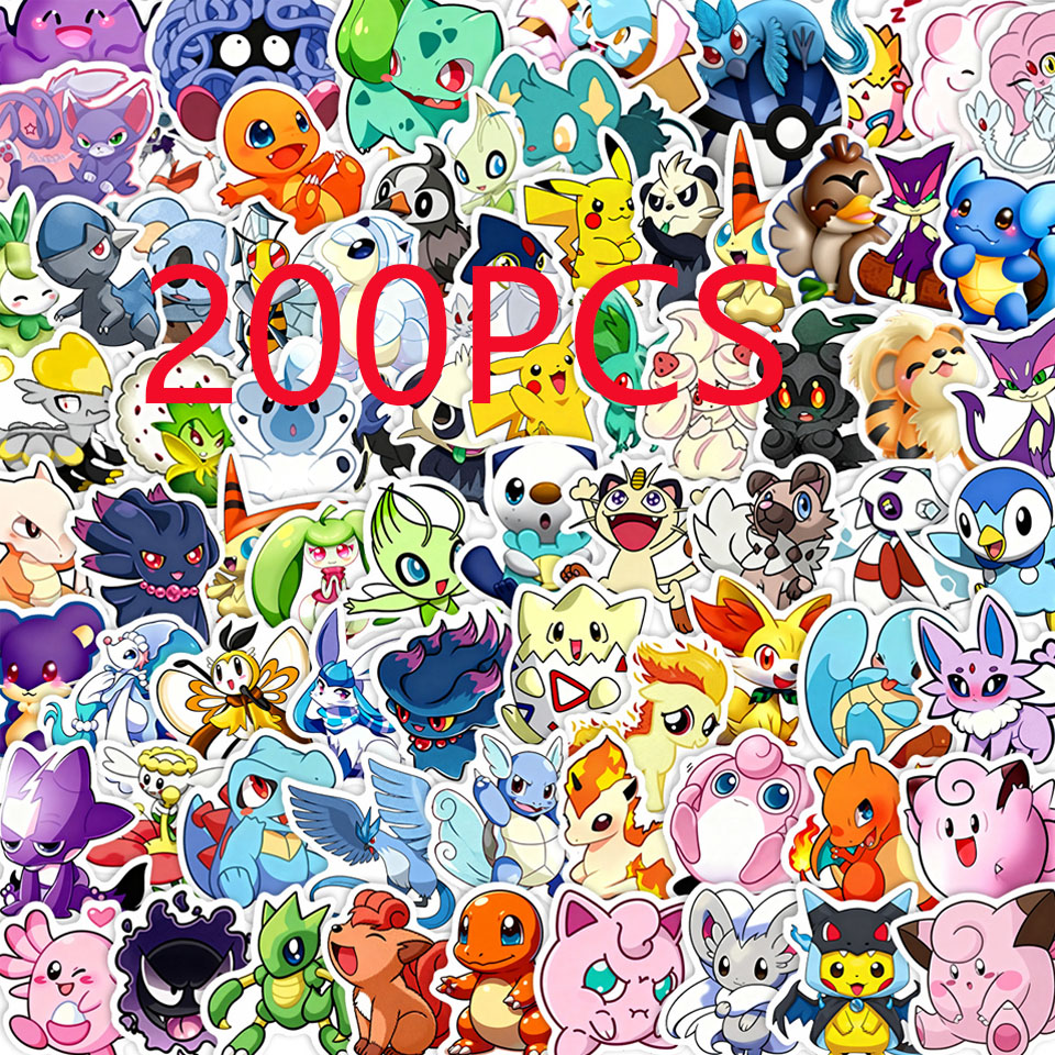 Laptop Accessories And Parts - 100/200pcs Pokemon Anime Stickers Pikachu Kawaii