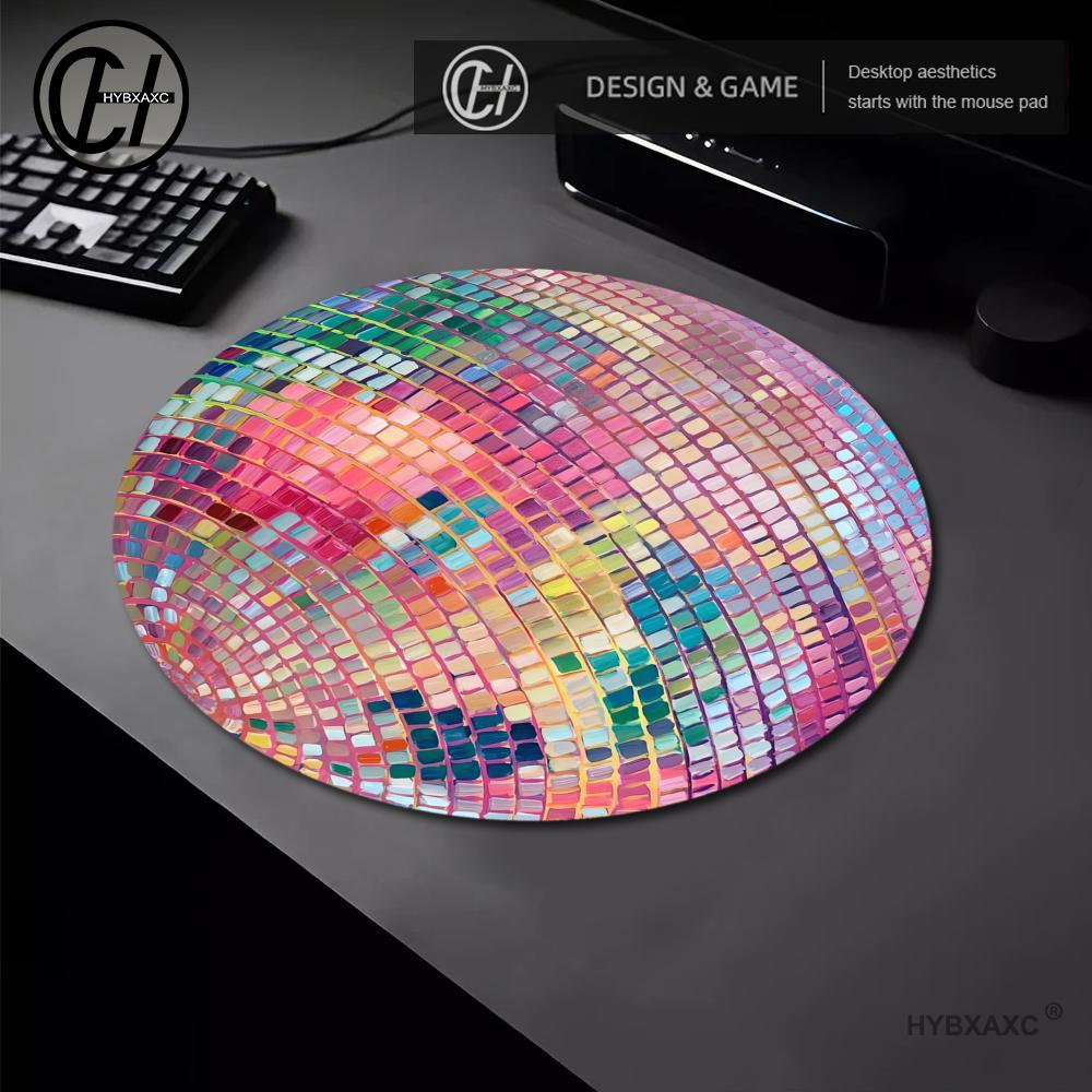 Laptop Accessories For Girls - Rubber Round Pink Disco Ball Mouse
