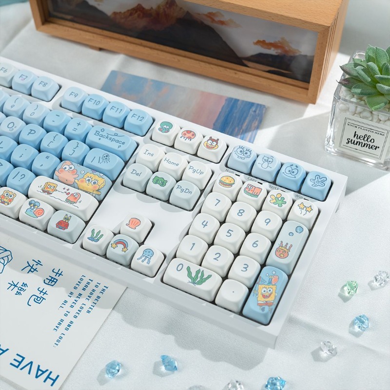 Laptop Accessories For Girls - Cute SpongeBo SquarePants Mechanical Keyboard Blue