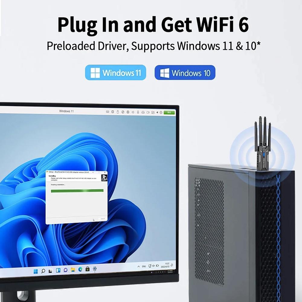 WiFi 6 USB Adapter 1800Mbps Du – обзор и цена Laptop Accessories Computer
